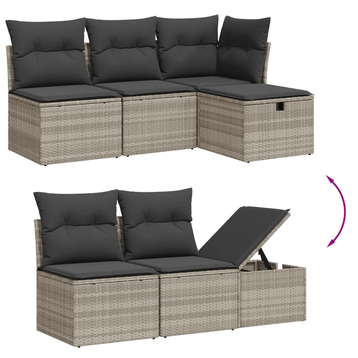 Set canapele de grădină cu perne, 7piese gri deschis poliratan WALTI