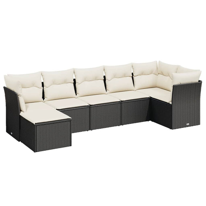 Set canapele de grădină cu perne, 7 piese, negru, poliratan - WALTI WALTI