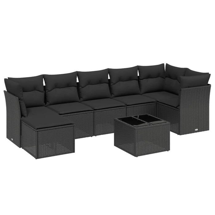 Set mobilier de grădină cu perne, 8 piese, negru, poliratan - WALTI WALTI
