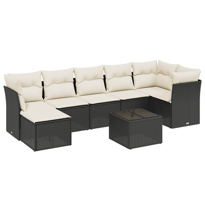 Set mobilier de grădină cu perne, 8 piese, negru, poliratan - WALTI WALTI