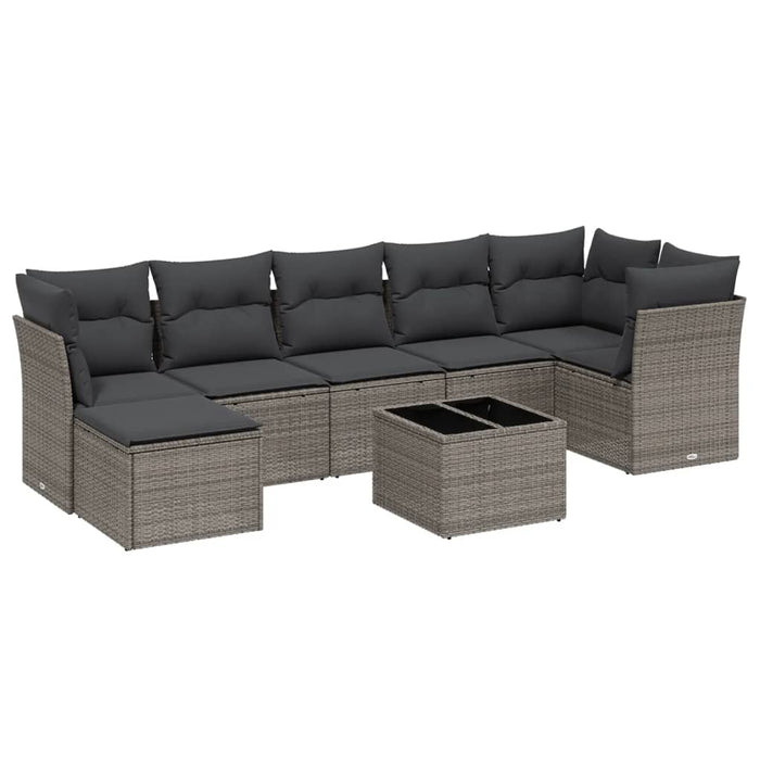 Set mobilier de grădină cu perne, 8 piese gri deschis poliratan WALTI