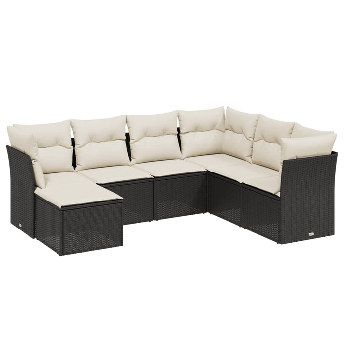 Set canapele de grădină cu perne, 7 piese, negru, poliratan - WALTI WALTI