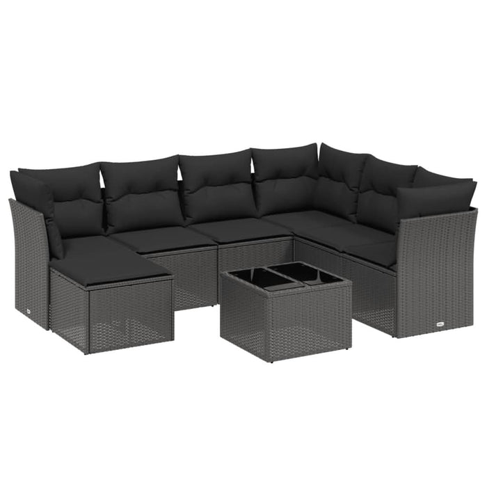 Set mobilier de grădină cu perne, 8 piese, negru, poliratan - WALTI WALTI