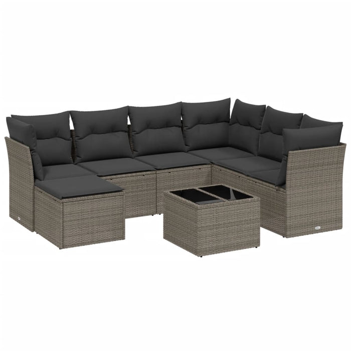 Set mobilier de grădină cu perne, 8 piese gri deschis poliratan WALTI
