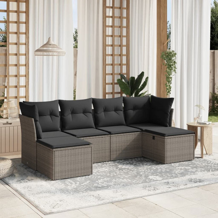 Set mobilier grădină cu perne, 6 piese, gri, poliratan - WALTI WALTI