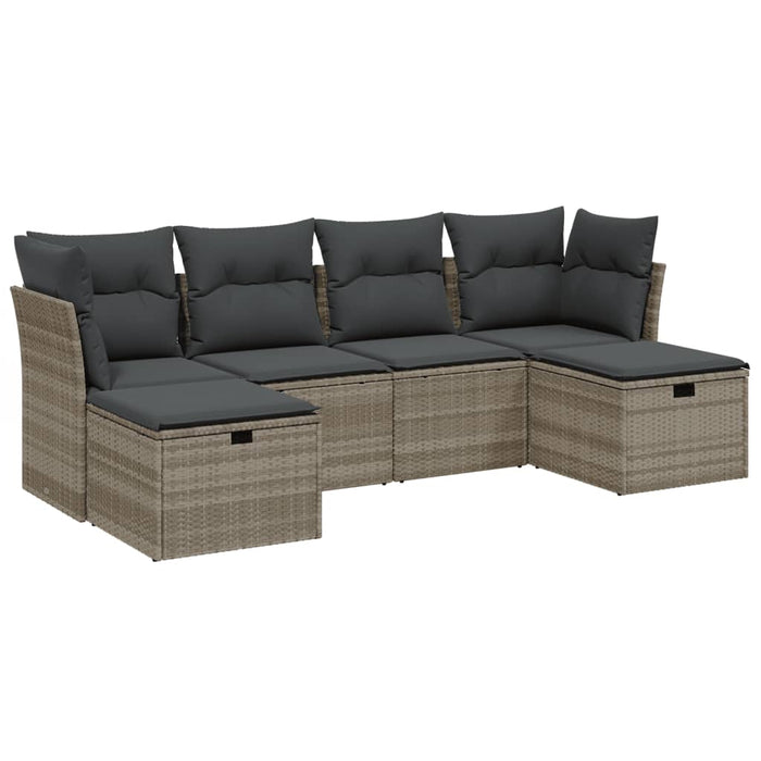 Set canapele de grădină cu perne, 6 piese gri deschis poliratan WALTI