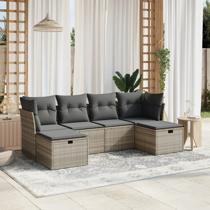 Set canapele de grădină cu perne, 6 piese gri deschis poliratan WALTI