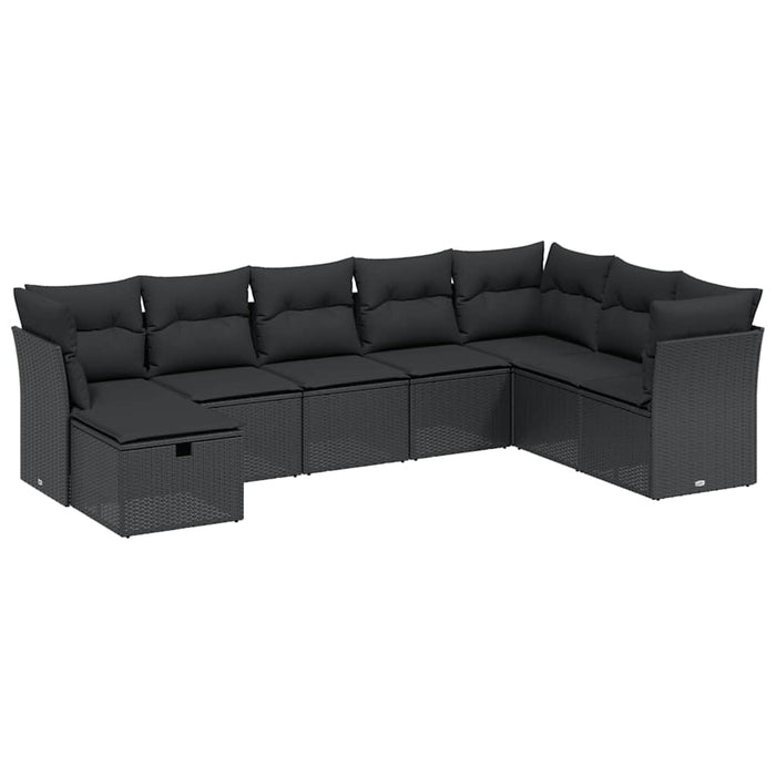 Set mobilier de grădină cu perne, 8 piese, negru, poliratan - WALTI WALTI