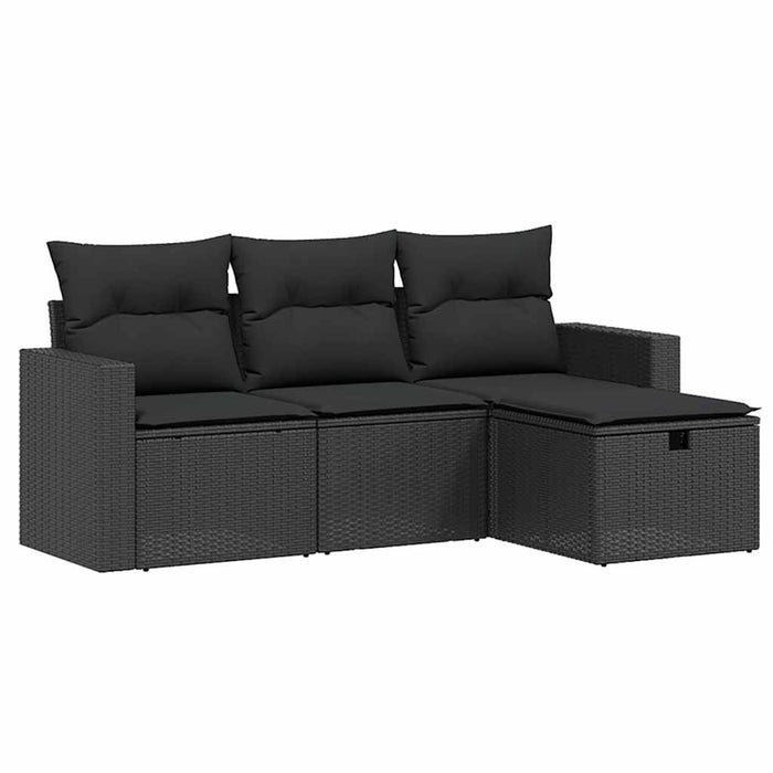 Set mobilier de grădină cu perne, 4 piese, negru, poliratan - WALTI WALTI
