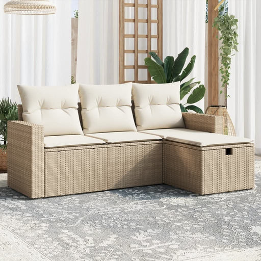 Set canapele de grădină, 4 piese, cu perne, bej, poliratan - WALTI WALTI