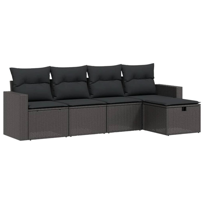 Set mobilier de grădină cu perne, 5 piese, negru, poliratan - WALTI WALTI