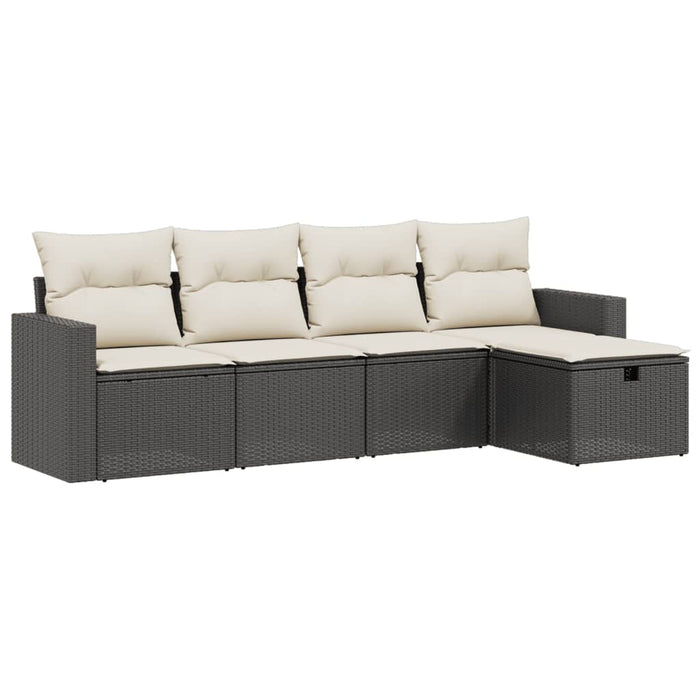 Set mobilier de grădină cu perne, 5 piese, negru, poliratan - WALTI WALTI