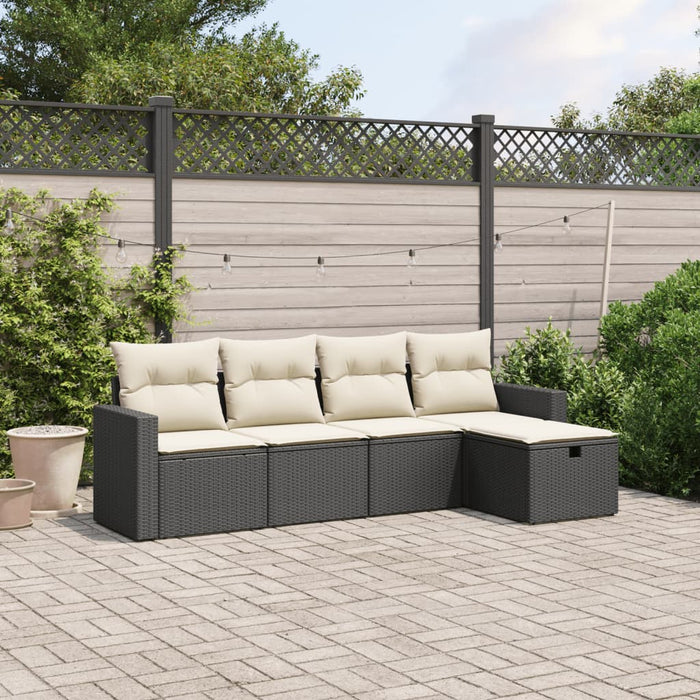 Set mobilier de grădină cu perne, 5 piese, negru, poliratan - WALTI WALTI