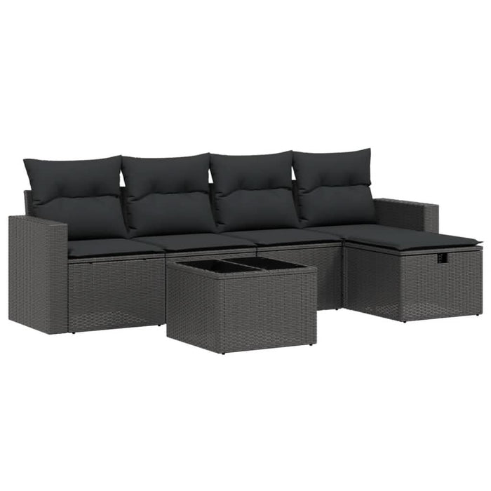 Set mobilier de grădină cu perne, 6 piese, negru, poliratan - WALTI WALTI