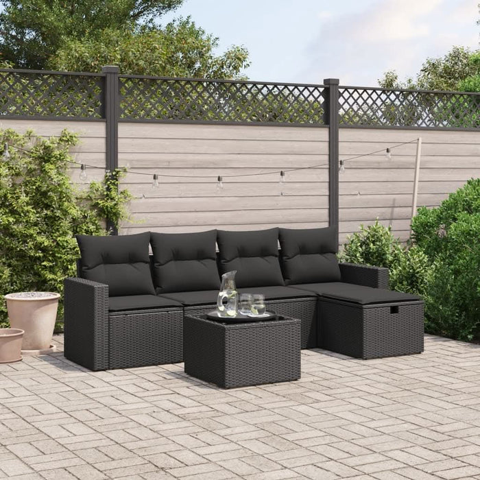 Set mobilier de grădină cu perne, 6 piese, negru, poliratan - WALTI WALTI