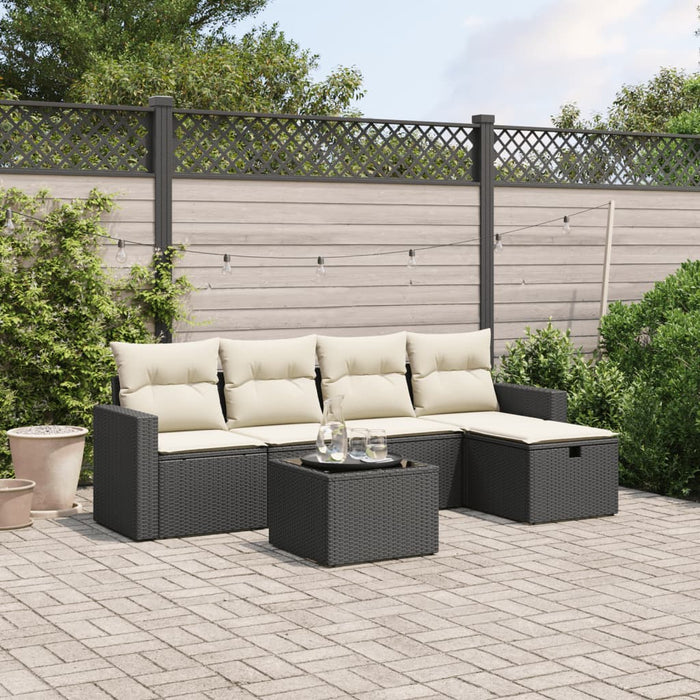 Set mobilier de grădină cu perne, 6 piese, negru, poliratan - WALTI WALTI