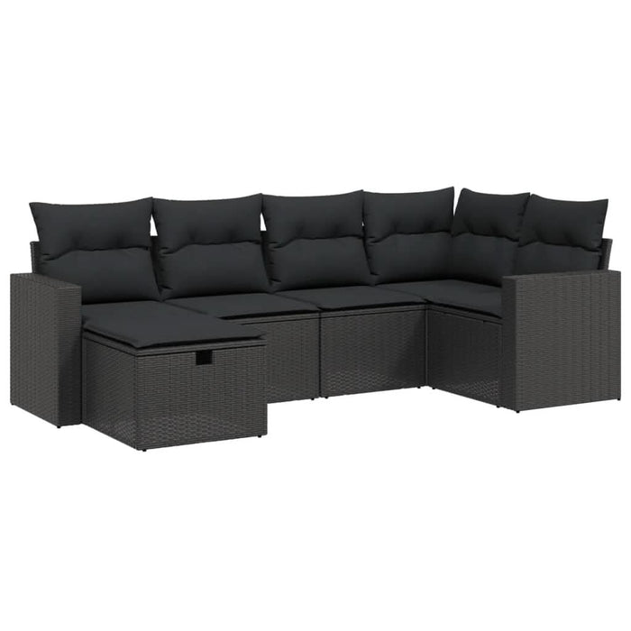 Set mobilier de grădină cu perne, 6 piese, negru, poliratan - WALTI WALTI