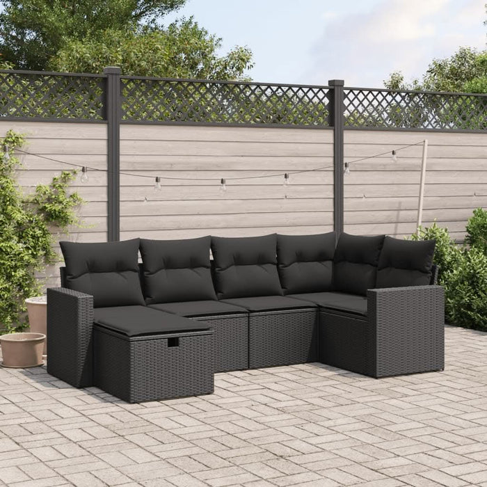 Set mobilier de grădină cu perne, 6 piese, negru, poliratan - WALTI WALTI