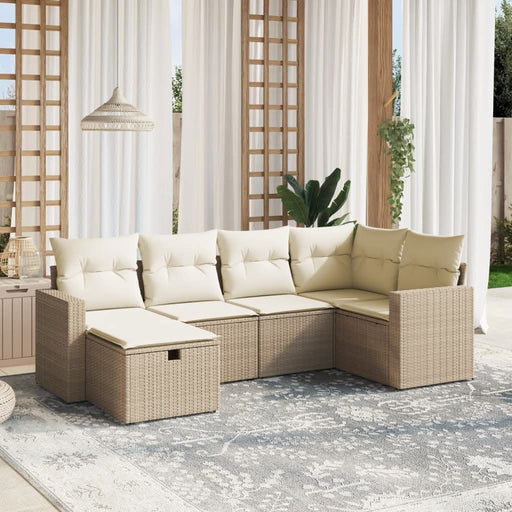 Set canapele de grădină cu perne, 6 piese, bej, poliratan - WALTI WALTI