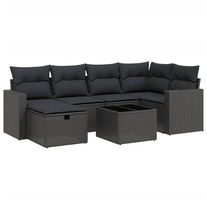 Set canapele de grădină cu perne, 7 piese, negru, poliratan - WALTI WALTI