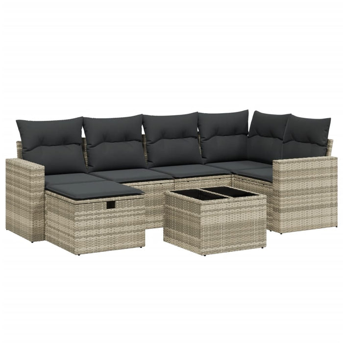 Set canapele de grădină cu perne, 7piese gri deschis poliratan WALTI
