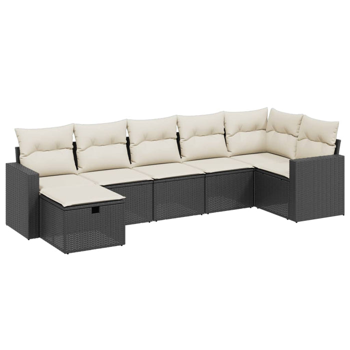 Set canapele de grădină cu perne, 7 piese, negru, poliratan - WALTI WALTI