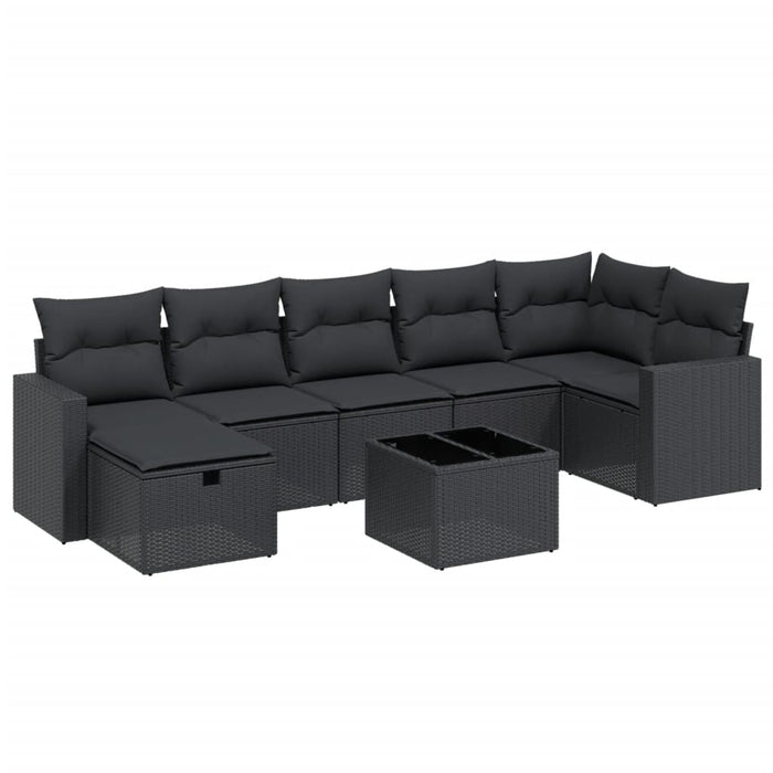 Set mobilier de grădină cu perne, 8 piese, negru, poliratan - WALTI WALTI