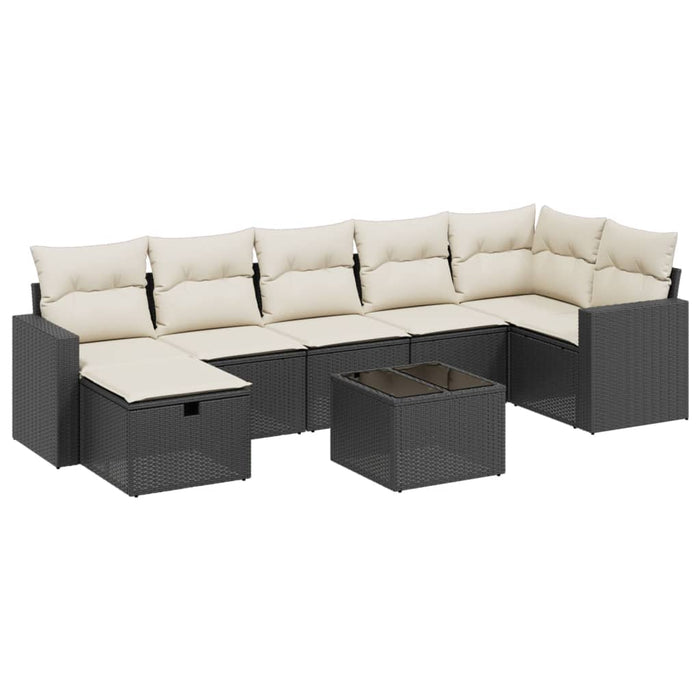 Set mobilier de grădină cu perne, 8 piese, negru, poliratan - WALTI WALTI