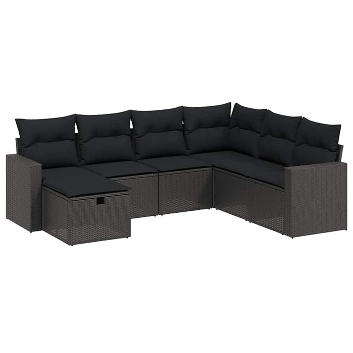Set canapele de grădină cu perne, 7 piese, negru, poliratan - WALTI WALTI