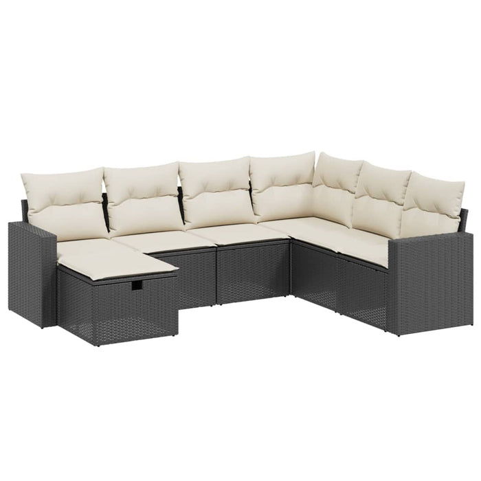 Set canapele de grădină cu perne, 7 piese, negru, poliratan - WALTI WALTI