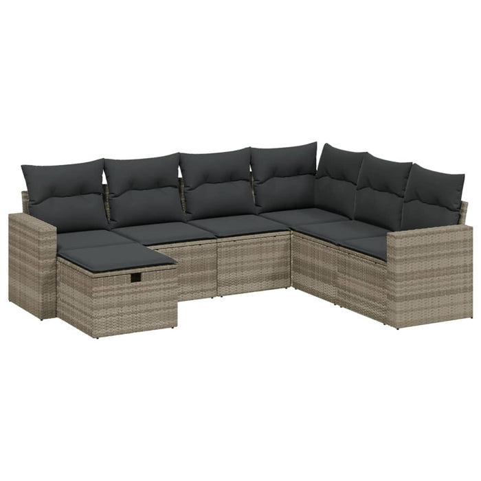 Set canapele de grădină cu perne, 7piese gri deschis poliratan - WALTI WALTI