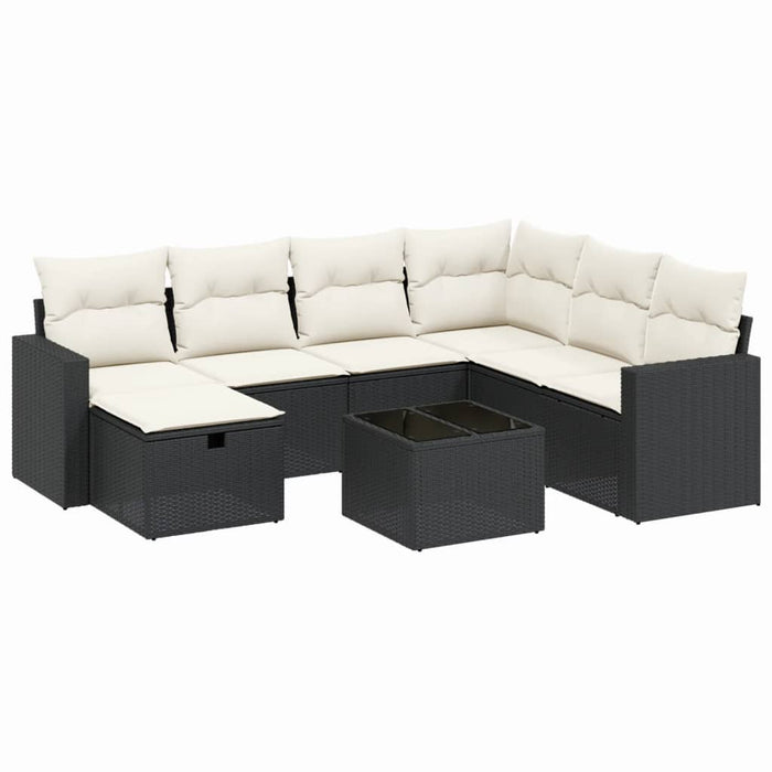 Set mobilier de grădină cu perne, 8 piese, negru, poliratan - WALTI WALTI