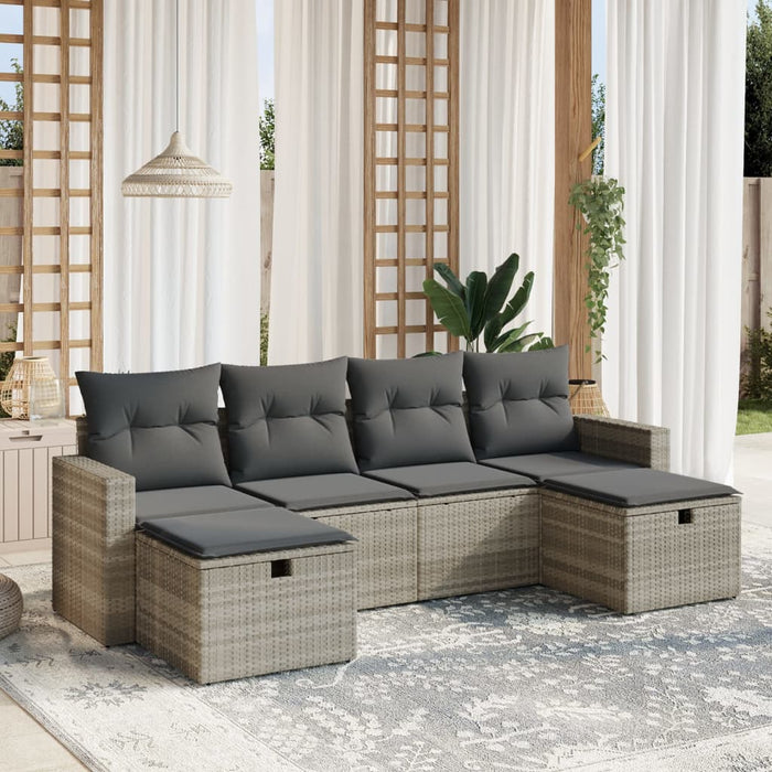 Set canapele de grădină cu perne, 6 piese gri deschis poliratan - WALTI WALTI