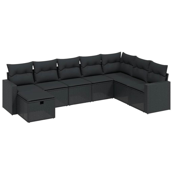 Set mobilier de grădină cu perne, 8 piese, negru, poliratan - WALTI WALTI