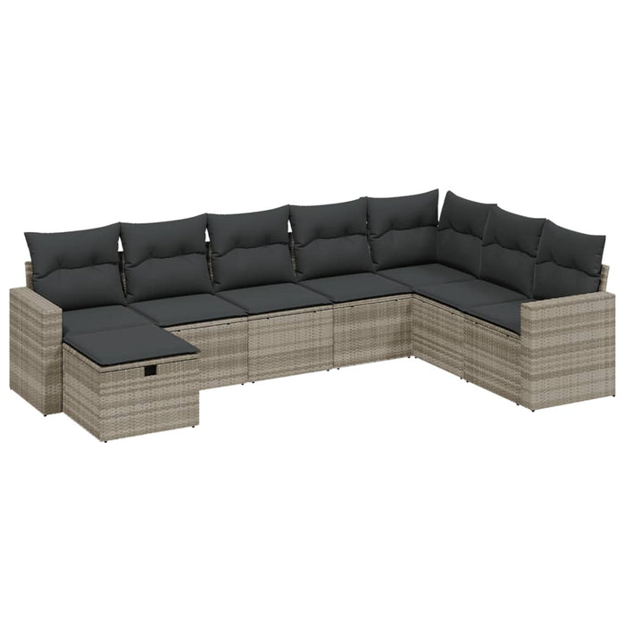 Set mobilier de grădină cu perne, 8 piese gri deschis poliratan WALTI