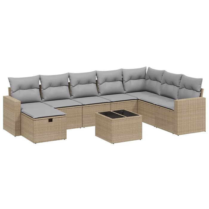 Set canapele de grădină, 9 piese, cu perne, bej, poliratan - WALTI WALTI
