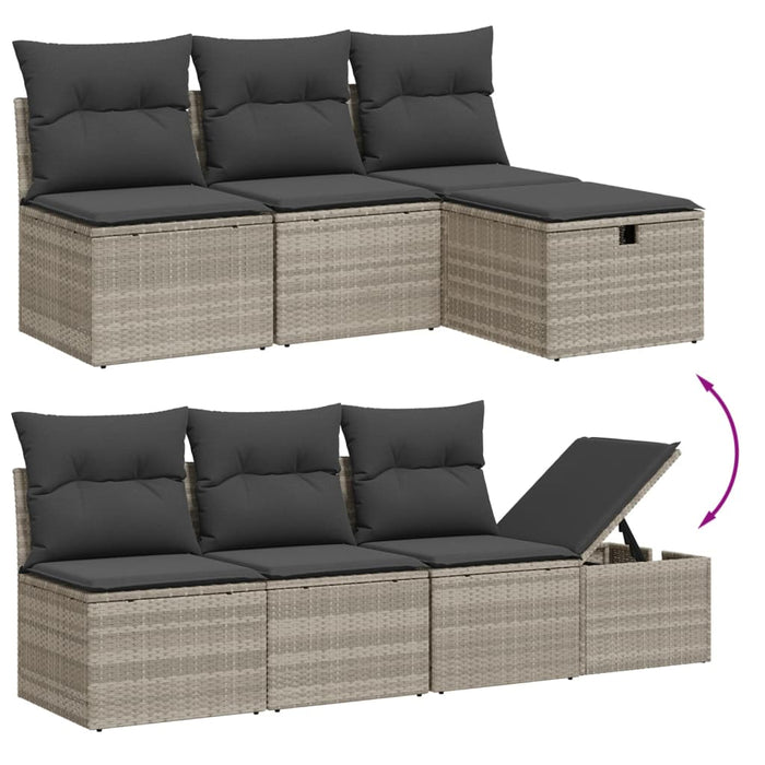 Set canapele de grădină cu perne, 9 piese gri deschis poliratan WALTI