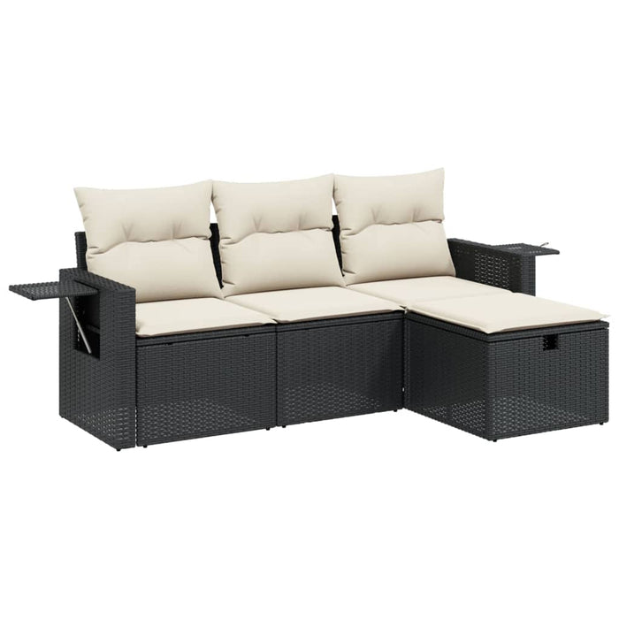 Set mobilier de grădină cu perne, 4 piese, negru, poliratan - WALTI WALTI