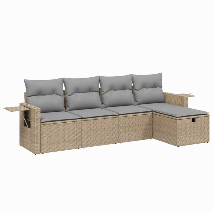 Set canapele de grădină, 5 piese, cu perne, bej, poliratan - WALTI WALTI