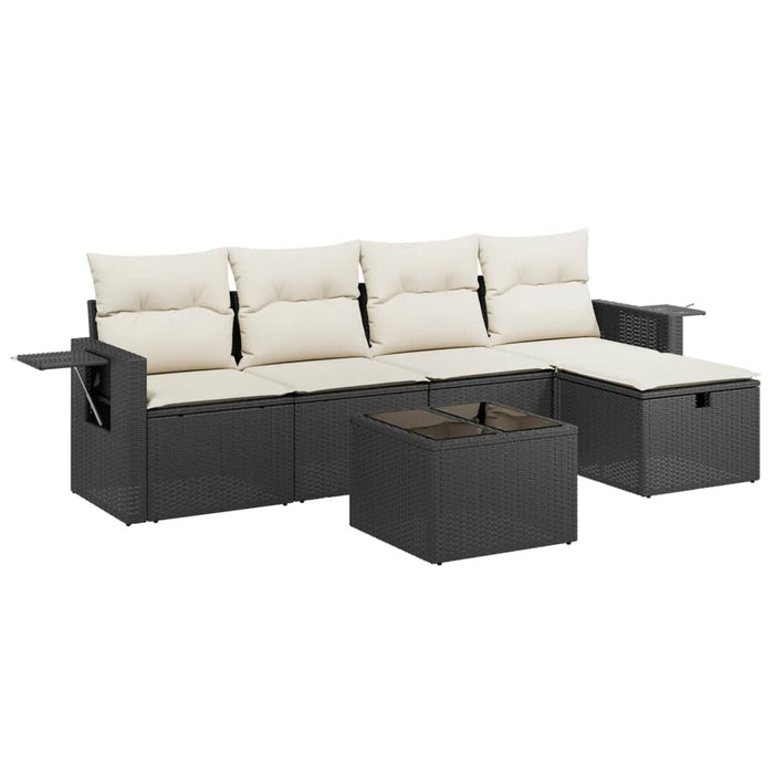Set mobilier de grădină cu perne, 6 piese, negru, poliratan - WALTI WALTI