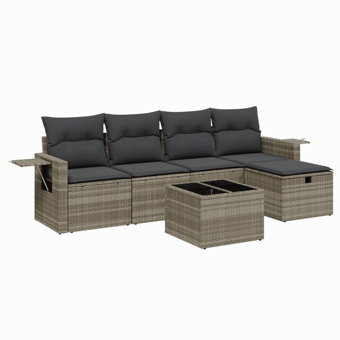 Set canapele de grădină cu perne, 6 piese gri deschis poliratan WALTI