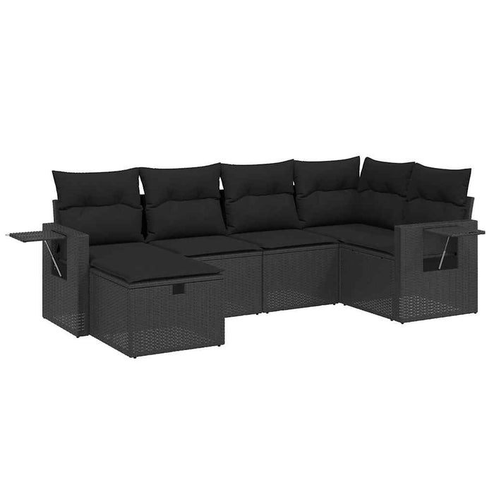 Set mobilier de grădină cu perne, 6 piese, negru, poliratan - WALTI WALTI