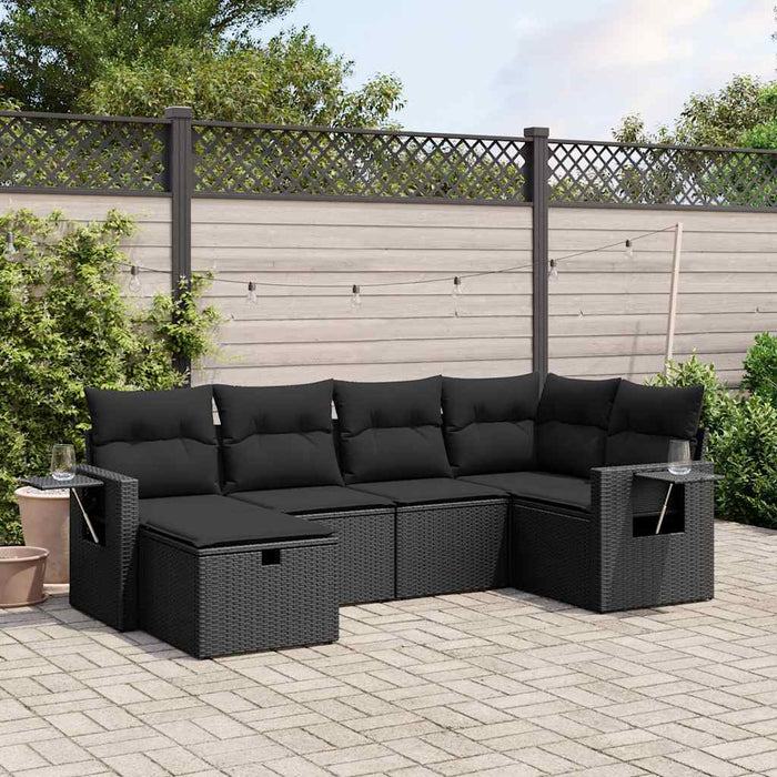 Set mobilier de grădină cu perne, 6 piese, negru, poliratan - WALTI WALTI