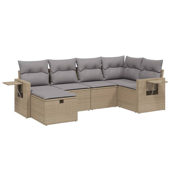Set canapele de grădină, 6 piese, cu perne, bej, poliratan - WALTI WALTI