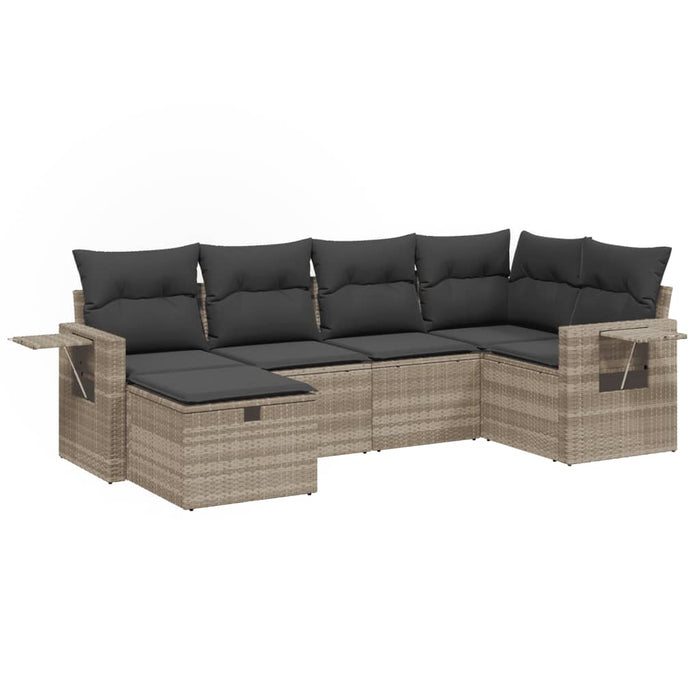Set canapele de grădină cu perne, 6 piese gri deschis poliratan WALTI