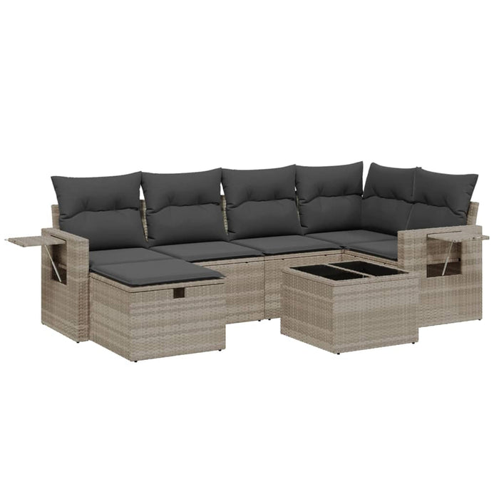 Set canapele de grădină cu perne, 7piese gri deschis poliratan WALTI