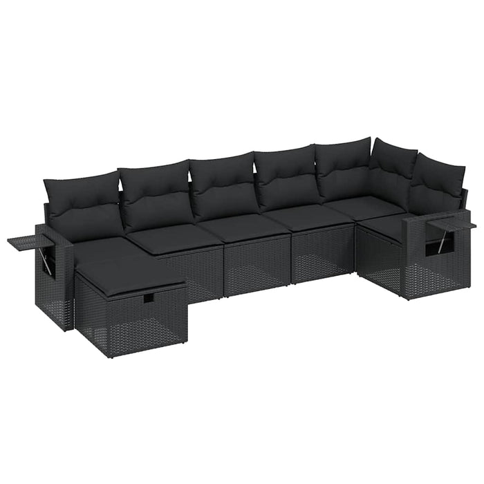 Set canapele de grădină cu perne, 7 piese, negru, poliratan - WALTI WALTI