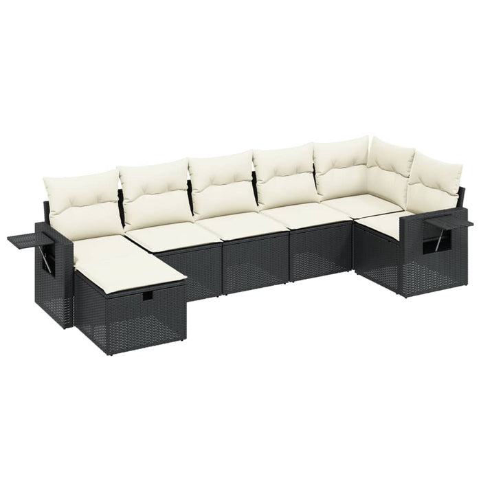 Set canapele de grădină cu perne, 7 piese, negru, poliratan - WALTI WALTI