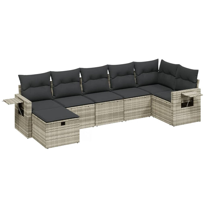 Set canapele de grădină cu perne, 7piese gri deschis poliratan WALTI