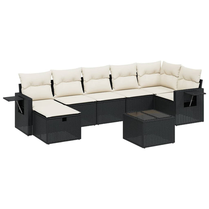 Set mobilier de grădină cu perne, 8 piese, negru, poliratan - WALTI WALTI